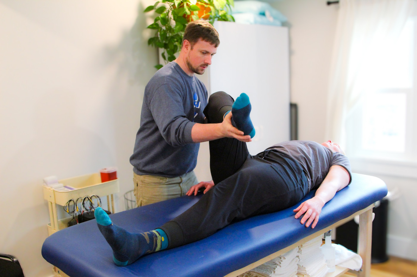 movement work on a table with a client